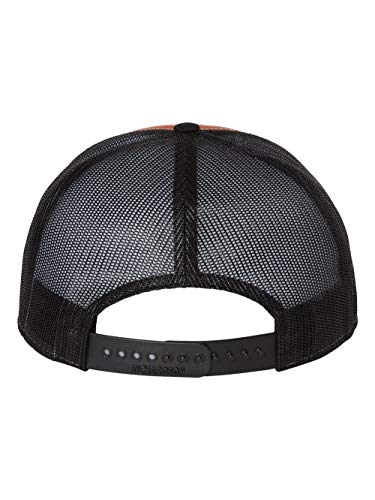 Seven-Panel Trucker Richardson Leather Patch Cap - color: Charcoal/ Burnt Orange/ Black, size: One Size