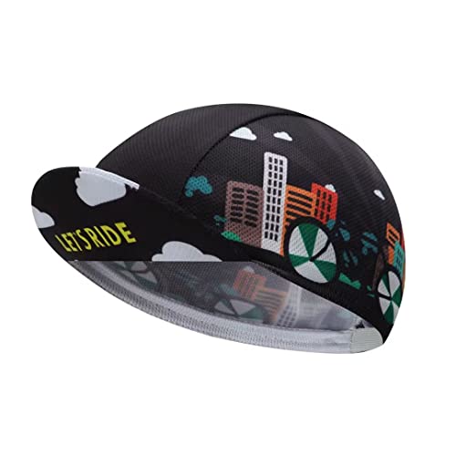 Funny Cycling Cap - Polyester Skull Cycling Hat-Under Helmet -Cartoon Cycling Helmet Liner Breathable&Sweat Uptake - color: Fuu-black