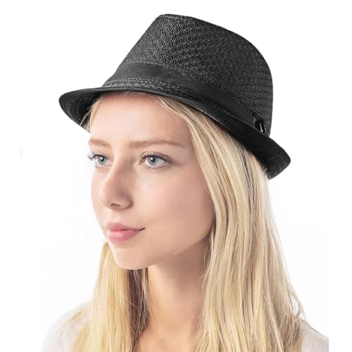 The Hat Depot Light Weight Classic Soft Cool Mesh Crushable Fedora hat - color: Black, size: Large-X-Large