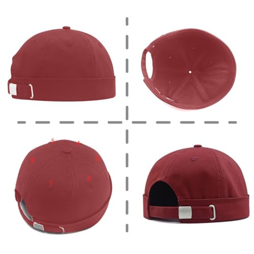 Docker Cap XXL Brimless Hat Oversize Retro No Brim Hats Plus Size Snapback Beanie - color: Red