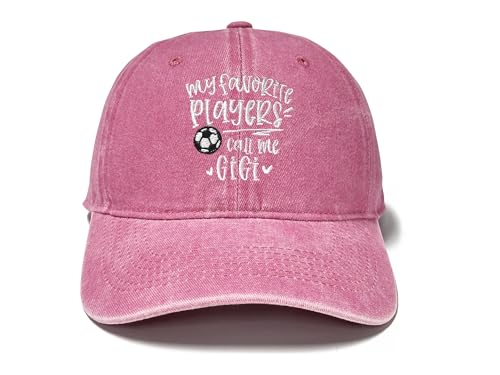 Adjustable Embroidery Hat for Men Women, Gift Baseball Cap for Adult - color: Soccer Gigi (Washed Pink)