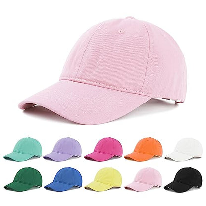 American Trends Women's Cotton Baseball Cap Soft Unstructured Plain Dad Hat - color: Pink