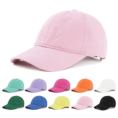American Trends Women's Cotton Baseball Cap Soft Unstructured Plain Dad Hat - color: Pink
