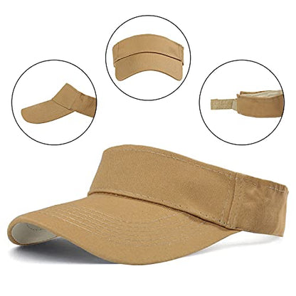 HH HOFNEN Sports Sun Visor Hats Cotton Adjustable Golf Caps for Men Women - color: #1b Khaki