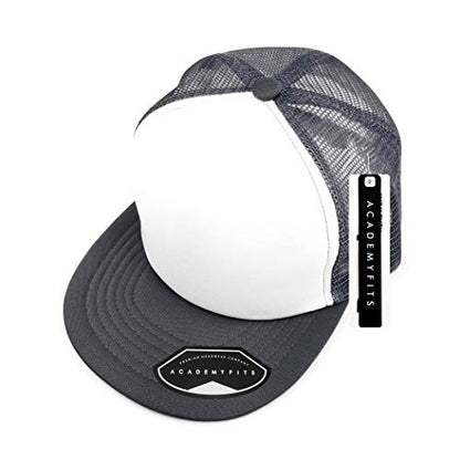 Quality 5 Panel High Crown Trucker Foam Mesh Hat Snapback Men Women Unisex Waterproof Blank Cap #2070 - color: White / Gray