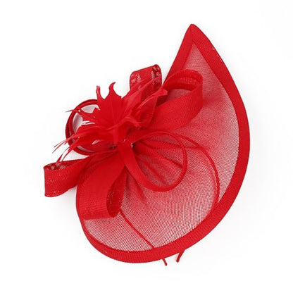 Gionforsy Fascinator Hats for Women Flower Tea Party Hats Pillbox Hat - color: Red