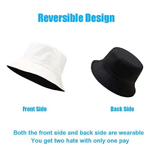 Reversible PU Leather Bucket Hats for Women Solid Color Double Wear Summer Hat Unisex - color: White