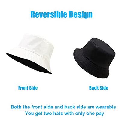 Reversible PU Leather Bucket Hats for Women Solid Color Double Wear Summer Hat Unisex - color: White