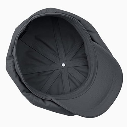 BOTVELA Men's Newsboy Flat Cap 100% Cotton Cabbie Hat - color: Dark Grey, size: 7 1/8