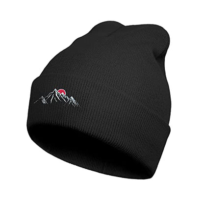 Cool Graphic Beanie for Men and Women - Black - color: Mountain