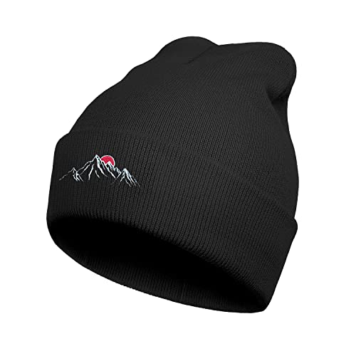 Cool Graphic Beanie for Men and Women - Black - color: Mountain