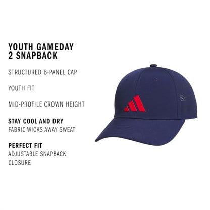 adidas Kids Gameday Snapback Hat - color: Dark Blue/Pure Ruby Red