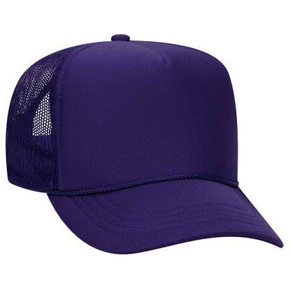 Ashen Fane Kids' Polyester Foam Front 5 Panel High Crown Mesh Back Trucker Hat - color: Purple