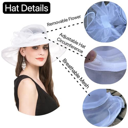 SAFERIN Women's Organza Church Fascinator Bridal Tea Party Wedding Hat - color: Sz-beige Pink