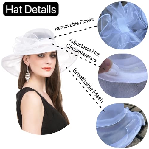 SAFERIN Women's Organza Church Fascinator Bridal Tea Party Wedding Hat - color: Tz-navy Fuchsia
