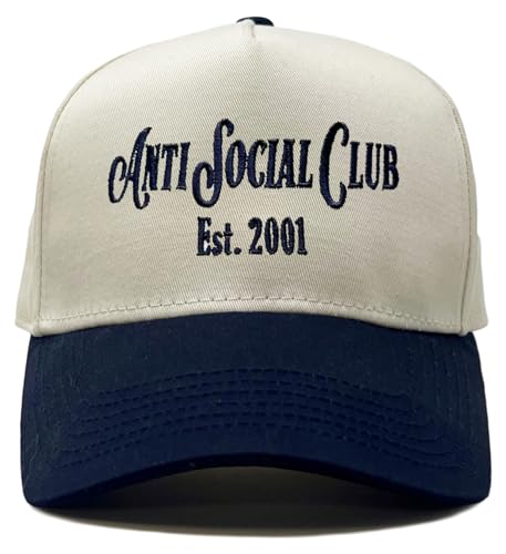 Funky Junque Adult Trucker Snapback Hat 2-Tone Baseball Cap - color: Anti Social Club - Navy/Beige