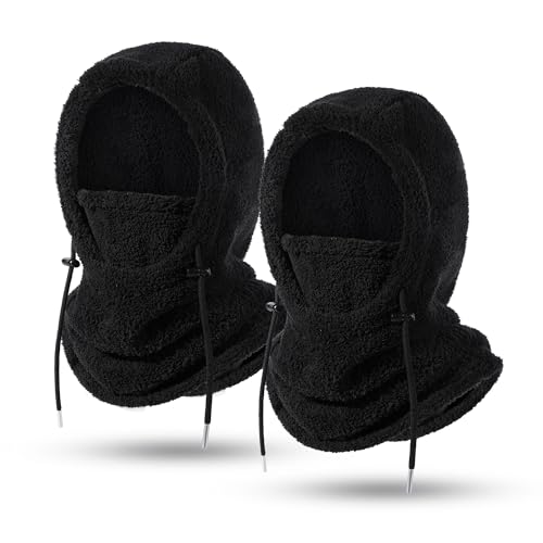 Ski Mask Balalclava Windproof Face Mask Warm Fleece Neck Cover for Cold Weather Helmet Hood for Men & Women - color: B09-2pcs(black+black)