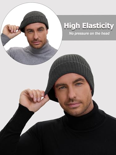 Wool Short Fisherman Beanie for Men Women Double Cuffed Skull Caps - color: 1pcs-dark Gray