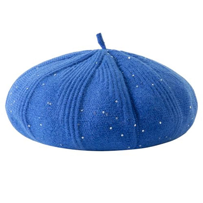 Lanzom Classic Knitted Berets for Women Stylish French Beret Hats for Women Girls Lady Beret Hat - color: Royal Blue