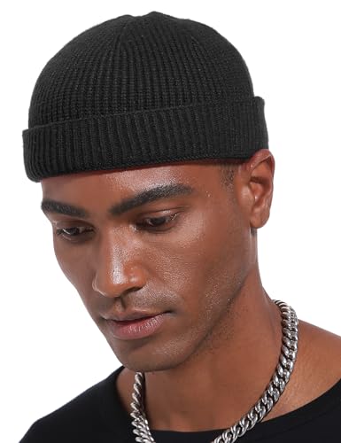 vidsel Thin Wool Fisherman Beanie Hat for Men Women Fall Winter Fashion Cap - color: 2-black, Beige