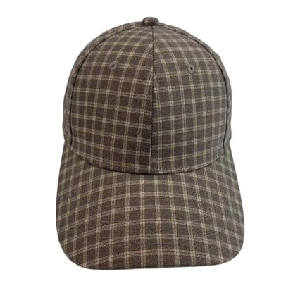 Unisex Plaid Baseball Cap Classic Checkered Cotton Dad Hat Retro Adjustable - color: Grey