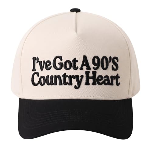 He's Golfing Baseball Cap, Retro Embroidered Golf 5-Panel Snapback Hat for Men Women, Casual Bicolor Streetwear Trucker Hat - color: I've Got a 90's Country Heart Black