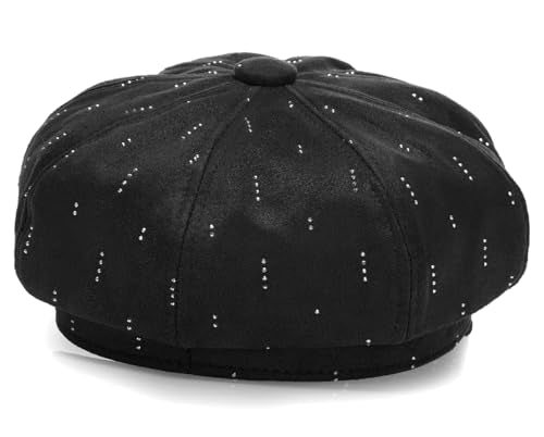 Newsboy Caps for Women Classic Beret Hats Autumn Winter Cap - color: D-black