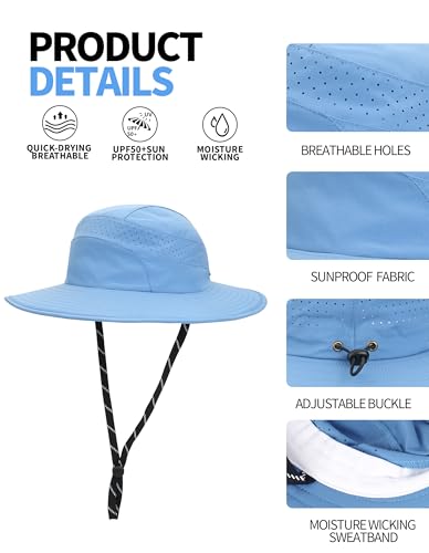 UPF50+ Bucket Hat, Wide Brim Sun Cap - color: Airy Blue