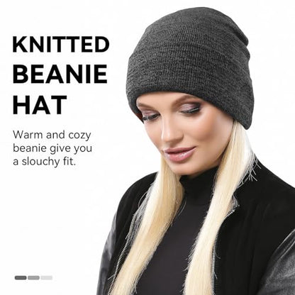 OZERO Mens Winter Hat, Fleece Lined Cuffed Beanie for Men and Women - color: 2pack Gray&gray