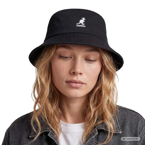 Kangol Washed Bucket Hat Lemon Sorbet - color: Black, size: Medium