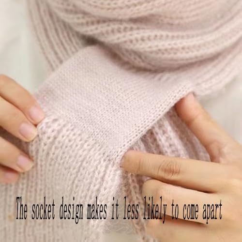 Women Winter Warm Elastic Soft Ear Protection Knitted Scarf Hat Fleece Lined Beanie Hat - color: Light Khaki