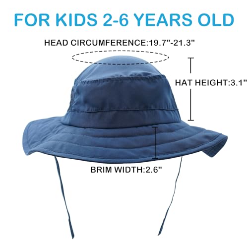 Connectyle Kids Sun Hat for Boys Girls Wide Brim Bucket Hat UPF 50+ Sun Protection Hat Breathable Summer Beach Hat - color: Navy