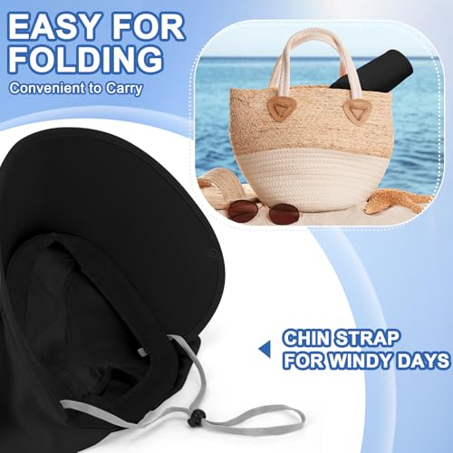 Skicuff 1/3 Pcs Women Sun Hat with Neck Flap - color: Black