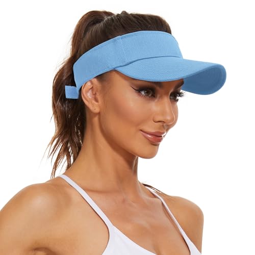 Century Star Visors for Women Mens Sun Visor Hats Sports Outdoor Tennis Running Adjustable Beach Cap Sun Protection - color: Blue