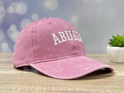 Family Titles Baseball Hat for Grandparents Parents, Relatives Gift - color: Abuela (Washed Pink)