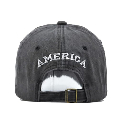 American Flag Baseball Caps Embroiderred USA Flag Patriotic Dad Hat Adjustable Trucker Hats for Men Women - color: American Flag Black