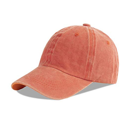 LANGZHEN Unisex Baseball Cap 100% Cotton Fits Men Women Washed Denim Adjustable Dad Hat - color: Washed-orange