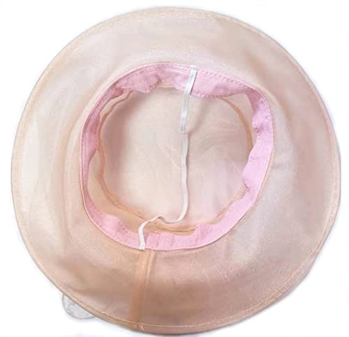 Women's Organza Derby Fascinator Hat Cloche Bowler Hat Cocktail Tea Party Wedding Sun Hat - color: B6-nudepink