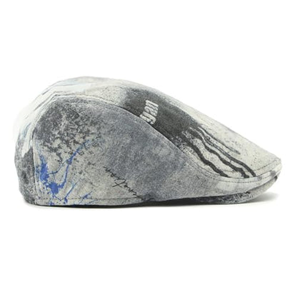Gudessly Mens Adjustable Colorful Striped Plaid Ivy Newsboy Cabbie Gatsby Golf Cap Flat Cotton Hat Thin Cap - color: Graffiti Grey