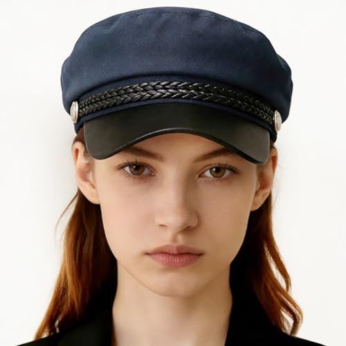 Women Newsboy Cap Fiddler Caps Classic Beret Hat Fisherman Hats - color: Navy Blue