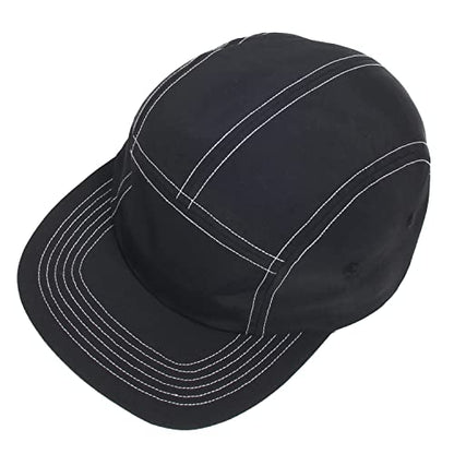 5 Panel Baseball Cap Camp Cap Taslon Short Brim Cap Quick Dry Hat Flat Bill Big Size Large Caps Oversize Running Hat - color: Black&white, size: 7 1/4