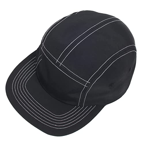 5 Panel Baseball Cap Camp Cap Taslon Short Brim Cap Quick Dry Hat Flat Bill Big Size Large Caps Oversize Running Hat - color: Black&white, size: 7 1/2