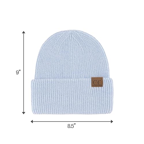 C.C Fuzzy Beanie for Women Unisex - Acrylic Stretchable Soft Warm Knit Winter Skully Hat - color: Angora-sky Blue