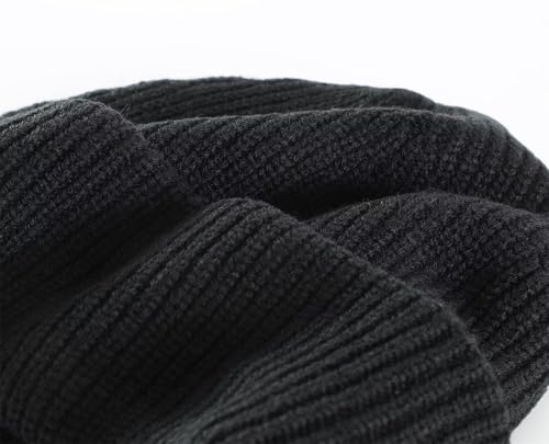 Connectyle Short Fisherman Beanie for Men Women Warm Winter Hats Knit Cuffed Beanies Skull Cap Acrylic Watch Hat - color: Black