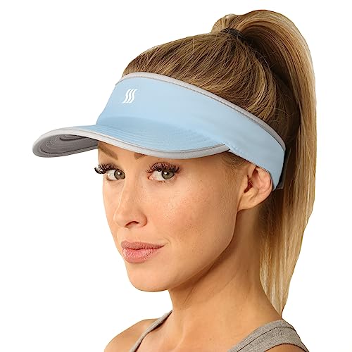 Sport Visor for Women. Sweat‑Wicking Visor for Running, Pickleball, Tennis & Golf. Lightweight & Adjustable Fit - color: Light Blue