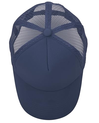 Gelante Polyester Foam Front, Mesh Back 5 Panel Sublimation Trucker Baseball Cap Snapback Hat - color: Navy Blue