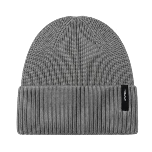 Beanie for Men Women Winter Ribbed Knit Hat Warm Cuffed Skull Cap - color: Lightgrey