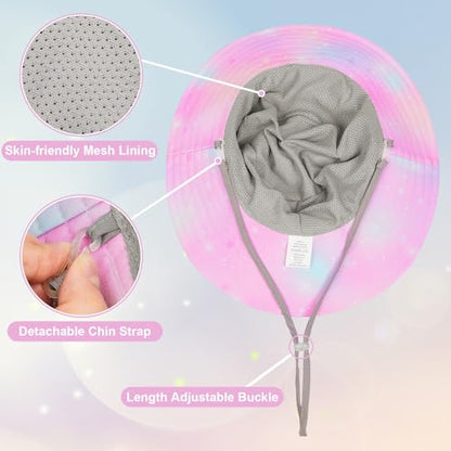 ICOSY Kids Sun Hat, UPF 50+ Girls Beach Hat for Toddler Kids - color: Light Pink