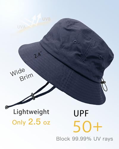 Waterproof Bucket Hat Outdoor Hat for Women Men UV Protection Sun Hat Packable Fishing Hat - color: Navy Blue