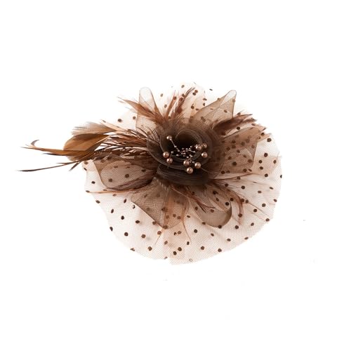 Fascinators Hat for Women Tea Party Headband 20s 50s Pillbox Headwear Cocktail (One Size, Coffee) - color: Coffee